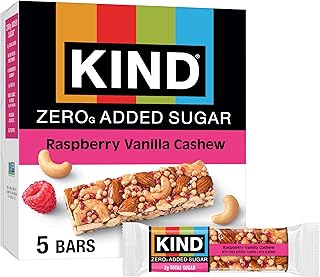 KIND ZEROg Added Sugar Keto Snack Bars, Low Sugar, Gluten Free, Raspberry Vanilla Chashew, 5 Count