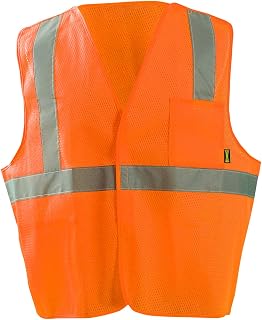 OccuNomix unisex adult Class 2 Mesh / 5pt Breakaway Hook & Loop safety vests, Orange, Small US