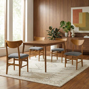 Brown 4-Piece Wood Dining Chair Set with Comfortable Backrest by Furnifact – Rubberwood 70.00%,Polyester 10.00%,Foam 10.00%,Mdf 5.00%,Plywood 5.00%, Brown, Pack of 4