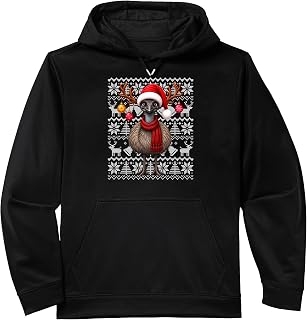 Emu Xmas Ugly Sweaters Festive Santa Emu Bird Christmas Performance Hoodie