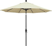 California Umbrella 9' Round Aluminum Market Umbrella, Crank Lift, Collar Tilt, Black Pole, Pacifica Canvas