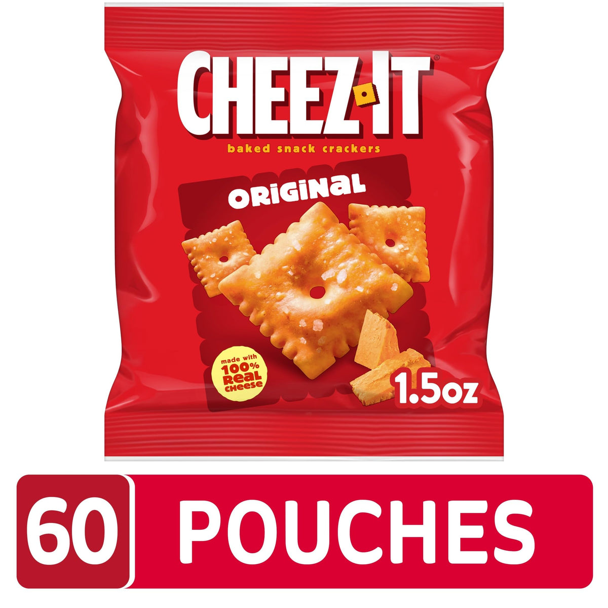 Crackers, Original, 1.5oz (60 Count) by Cheez-It – 1.5 Ounce (Pack of 60), Pack of 60, Model 2410012261