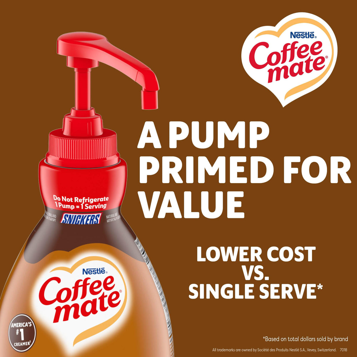 Nestlé 1.5 Liter Snickers Liquid Concentrate Pump Bottles by Coffee Mate – 50.72 Fl Oz (Pack of 1), Blue, Model NES97955