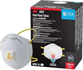 3M 8511 N95 Cool Flow Valved Respirator, 10-Pack | NIOSH-Approved, Relief From Dusts And Certain Particles During Sanding, Pollen, Mold Spores, Dust Particles
