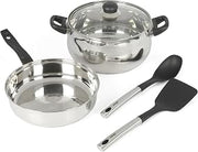 Oster Rametto 5 pc Stainless Steel Pots and Pans Cookware Set w/Kitchen Tools