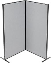 Global Industrial 36-1/4"W x 72" H Freestanding 2-Panel Corner Room Divider, Gray