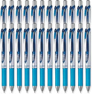 Pentel EnerGel XM BL77 - Retractable Liquid Gel Ink Pen - 0.7mm - 54% Recycled - Sky Blue - Set of 24