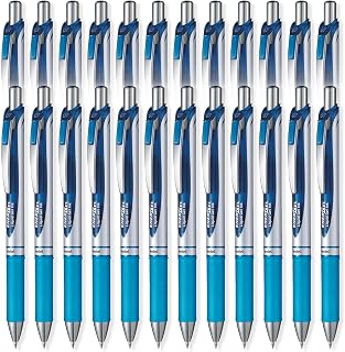 Pentel EnerGel XM BL77 - Retractable Liquid Gel Ink Pen - 0.7mm - 54% Recycled - Sky Blue - Set of 24