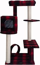 Armarkat Model B5008 50-inch Real Wood Cat Tree with Veranda, Bench, Mini Perch, and Spacious Lounger in Scotch Plaid, Black/Red, 31""(l) x 28""(w) x 50""(h)