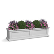 4ft White Durable Self Watering Window Box Planter with Wall Mount Brackets (5823-W) Bundle with Decorative Brackets by Mayne – 4ft, Polyethylene (PE), White, Model Fairfield