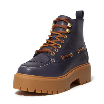 Women's Stone Street Platform Kiltie Boot by Timberland – 8.5, Leather, Dark Blue Full Grain
