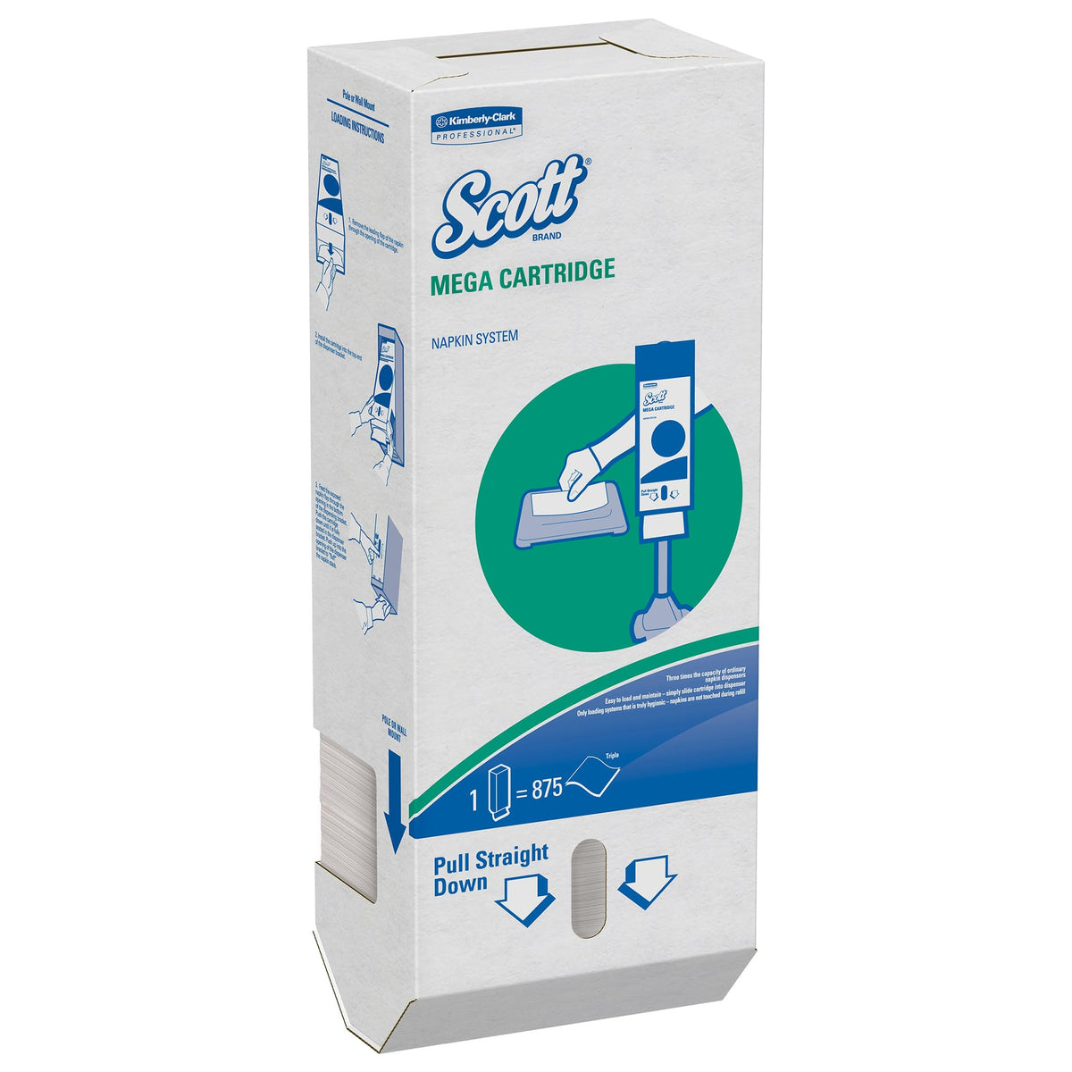 Scott Mega Cartridge 1-Ply Napkins – 6-1/2" x 8-7/16", White, 180 Per Pack, Case Of 6 Packs