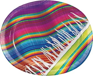 Creative Converting 322282 Party Supplies 8-Count Oval Paper Platters, Serape, Oval Platters