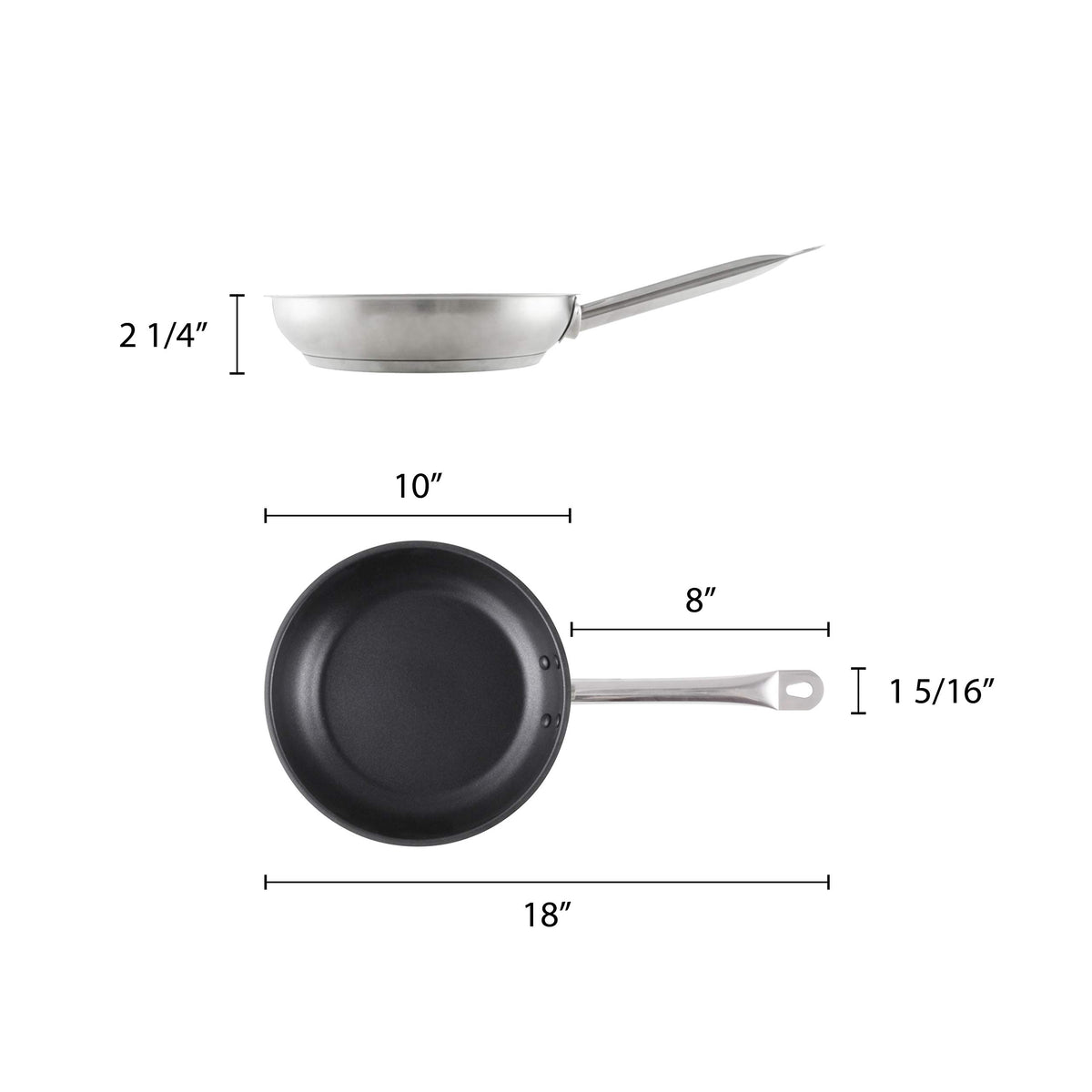 9 1/2" 18/8 stainless steel fry pan quantum by Thunder Group – Stainless Steel, Silver, Model SLSFP309