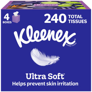 Ultra Soft Facial Tissues by Kleenex – 60 Count (Pack of 4), Paper, White, Pack of 4, Model 54308