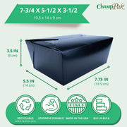 SCT ChampPak™ Disposable Takeout Black Meal Tray w/Lid (160 Quantity) by SOUTHERN CHAMPION TRAY – 7-3/4" x 5-1/2" x 3-1/2", Cardboard, Black, Pack of 160, Model 0784