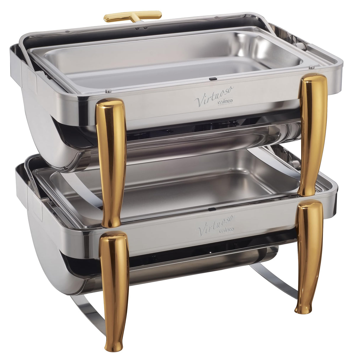 Winco 8 Quart / Chafer / Gold Accent Cookware