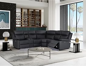 Global Furniture USA U6026 Black PU 72A Right ARM Facing SECTIONAL with LED and Speaker