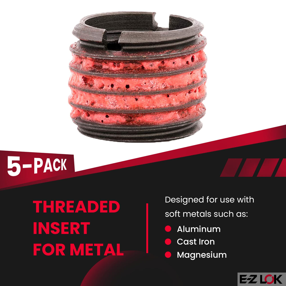 Thread Insert by E-Z LOK – 7/8", Alloy Steel, Pack of 5, Model 329-12