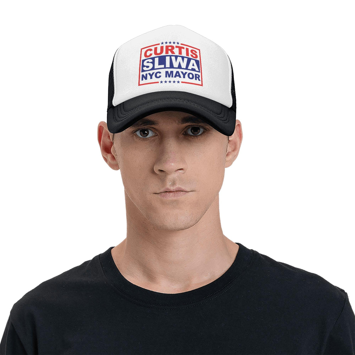 Curtis Sliwa for NYC Mayor Trucker Hat New York City 2026 Election Hats Adjustable Mesh Back Baseball Cap by PPFINE – One Size, Polyester, Black, Model 6455PPHHG