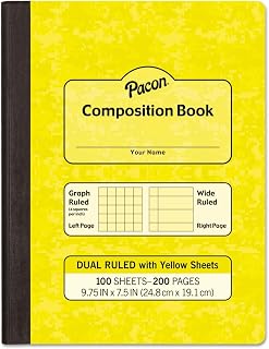 Pacon Composition Book, Wide/Legal Rule, Yellow Cover, (100) 9.75 x 7.5 Sheets