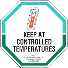 Labelmaster JR11 Keep at Controlled Temperatures Label, Paper, 3" x 3" (Pack of 500)