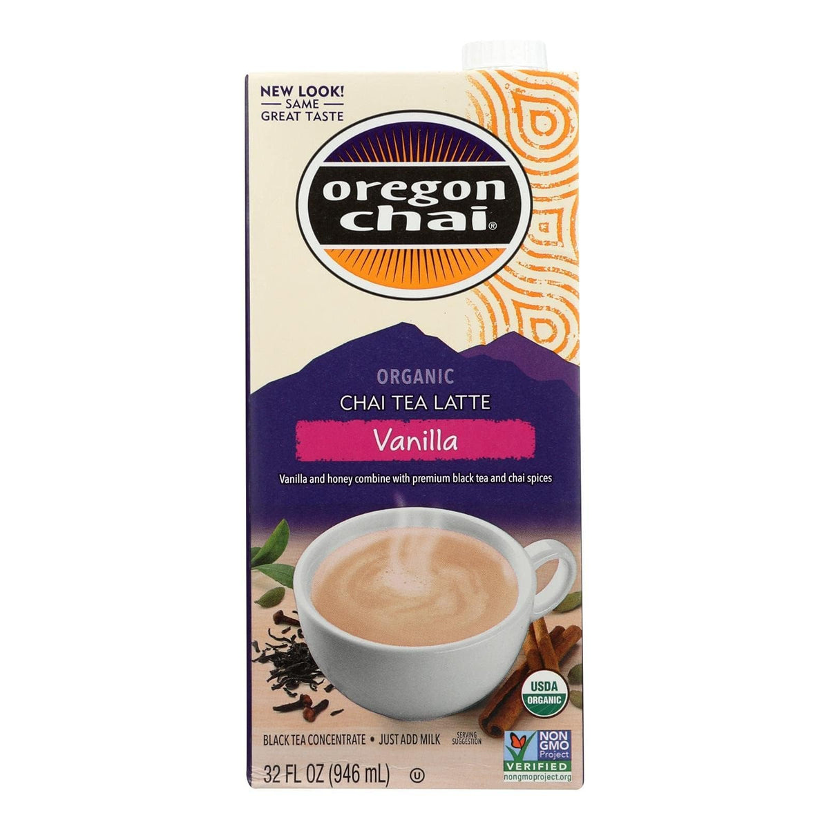 Organic Vanilla Chai Tea Lattte Concentrate by Oregon Chai – 32 Ounces, Pack of 6