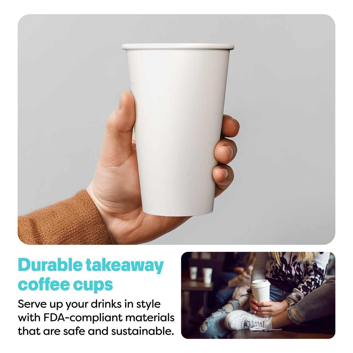 GO 16oz Hot Cups - Set of by TOSSWARE – 16oz, 16 fluid_ounces, Paper, White, Pack of 100