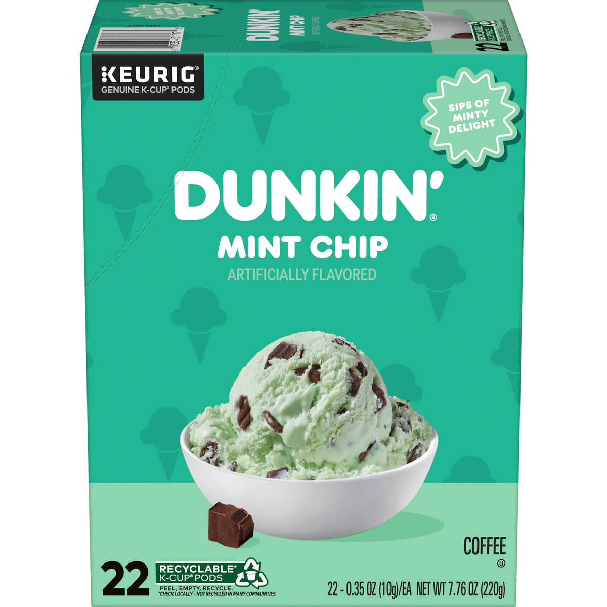 Dunkin’ Mint Chip Artificially Flavored Coffee by Dunkin' – 22 Count (Pack of 1), Model 1069189602