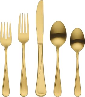 Oneida Flight Gold Satin 20-Piece 18/0 Silverware Set for 4, Flatware | satin finish, dishwasher safe | includes knives, forks, and spoons | heavy duty, cutlery set for kitchen and dining, utensils