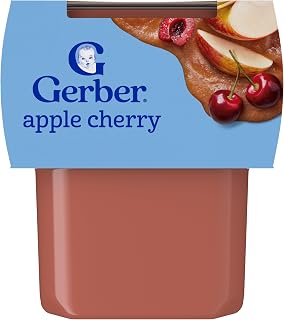 Gerber Stage 2 Apple Cherry Puree Baby Food, 4 Oz, 16 Pack