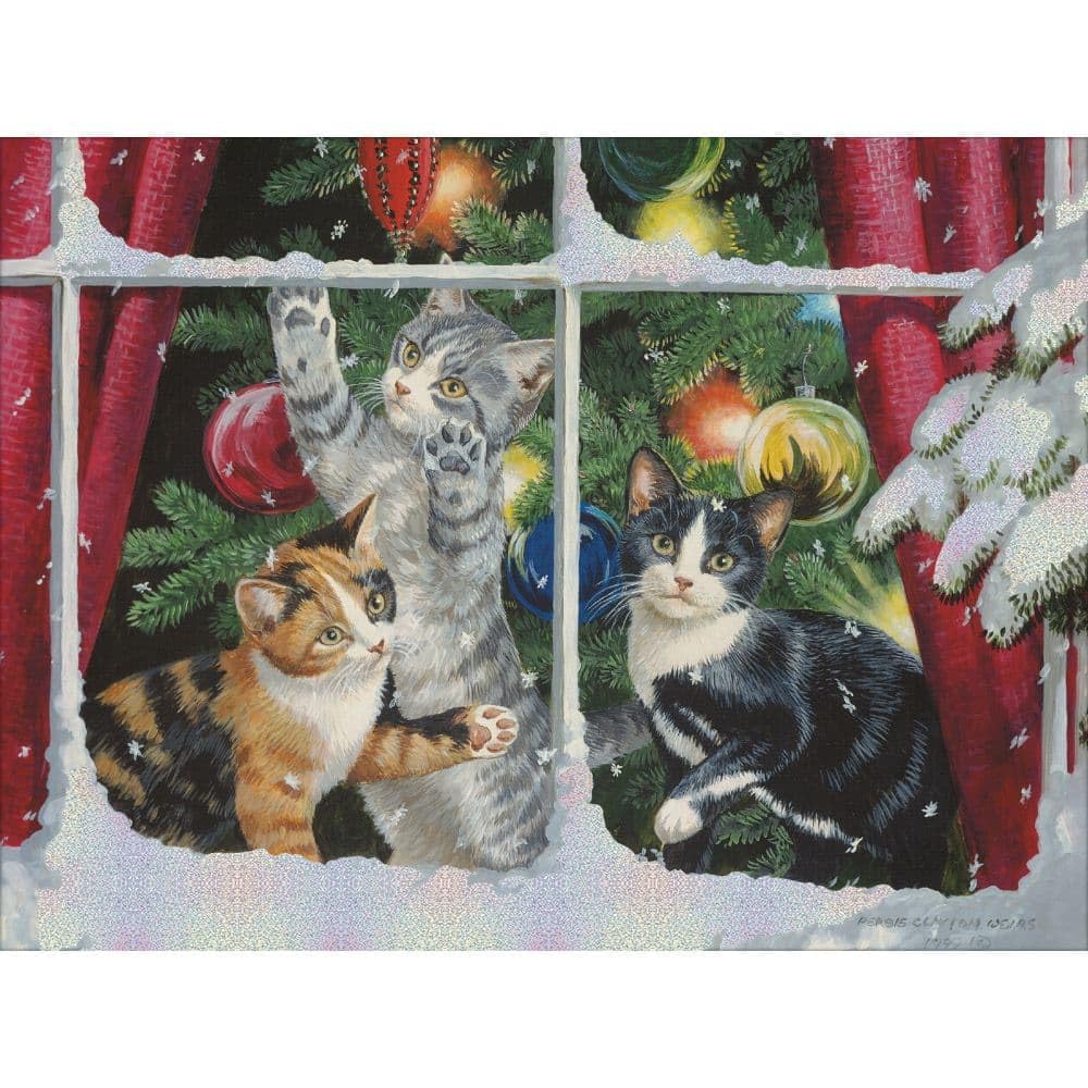 Kitten Christmas by Persis Clayton-Weirs Classic Cards by Lang – 127 mm x 165.1 mm, Paper, Multi, Pack of 12, Model 2004062