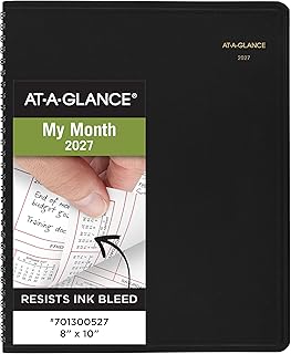 AT-A-GLANCE 2027 Planner, Monthly, 8" x 10", Unruled Daily Blocks, Black (701300527)