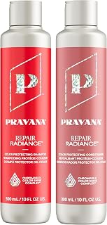 Pravana Repair Radiance Shampoo and Conditioner Set | Restores & Nourishes | For Damaged, Color-Treated Hair | Reduces Breakage & Split Ends | Chromasilk Enhances Shine & Protection | Vegan | 10 Fl Oz