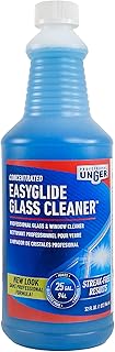 UNGER Professional Streak-Free EasyGlide Glass Cleaner Concentrate, 32 oz – Ammonia-Free, Makes 25 Gallons of Solution , Safe for Tinted Windows, LOW-E Glass, Windshields & Mirrors