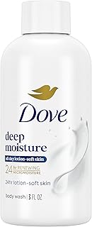 Dove Body Wash Deep Moisture for 24hr Lotion-Soft Skin Moisturizing Skin Cleanser with No Sulfates No Parabens 3 oz