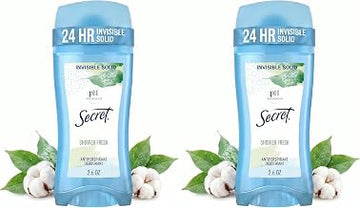 Secret Deodorant, Solid Antiperspirant | Shower Fresh Scent | Invisible | For Women | 2.6 oz Pack of 2