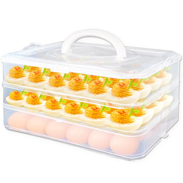 Jgalnim 3 Layer Egg Tray with Lid, Holds 72 Eggs, Clear Plastic