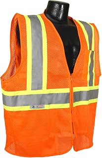 Radians SV22-2ZOM-2X Polyester Mesh Economy Class 2 High Visibility Zipper Closure Vest with Two-Tone Trim, 2X-Large, Orange