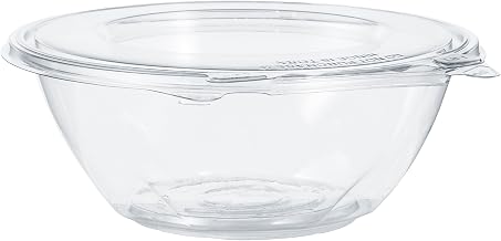 Dart 24 oz SafeSeal Tamper-Evident Clear PET Plastic Bowl with Hinged Flat Lid, CTR24BF (150 Count)