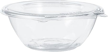 Dart 24 oz SafeSeal Tamper-Evident Clear PET Plastic Bowl with Hinged Flat Lid, CTR24BF (150 Count)