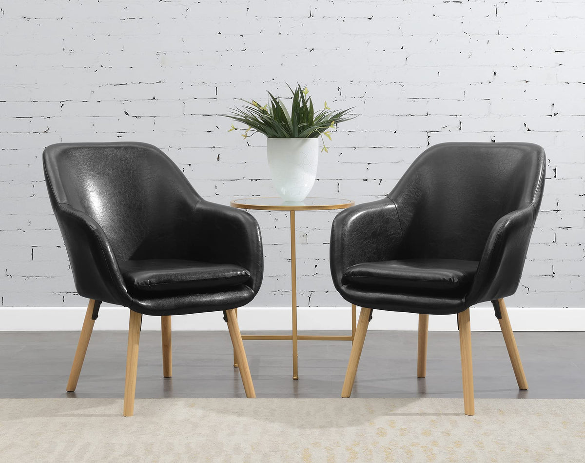 Take a Seat Charlotte Accent Chair by Convenience Concepts – 25.25"L x 26.75"W x 33.5"H, Faux Leather, Black Faux Leather, Model 310131B