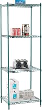 Nexel Poly-Green, 4 Tier, Wire Shelving Starter Unit, 30"W x 21"D x 86"H