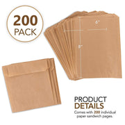Paper Sandwich Bags Kraft Brown (200 Pack) by Stock Your Home – 200 Count, Paper, Brown, Pack of 200