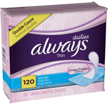 Thin, Unscented 120 ea (Pack of 5) by Always – Pack of 5, Model 10796PK