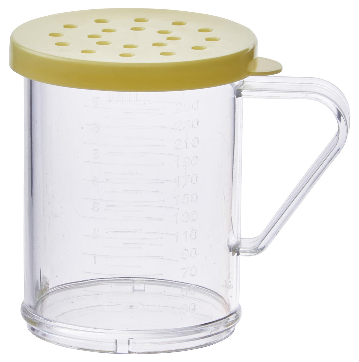 10 oz Yellow Snap-on Lid Dredge by Winco – Standard, 295.73 milliliters, Plastic, Model PDG-10Y