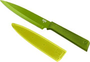 Kuhn Rikon Colori+ Non-Stick Utility Knife with Safety Sheath, 23 cm, Green