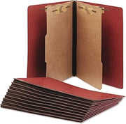 AbilityOne NSN5567912 - Pressboard Classification Folder - 2 Divider, 6 Part - Letter - Earth Red
