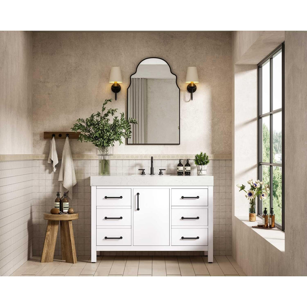 Nathan Bathroom Vanity White by Lighting Design – Wood, White, Model VF60648WH