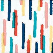 Creative Converting Boho Beverage Napkins, 5", Blue, Turquoise, Yellow, and Orange